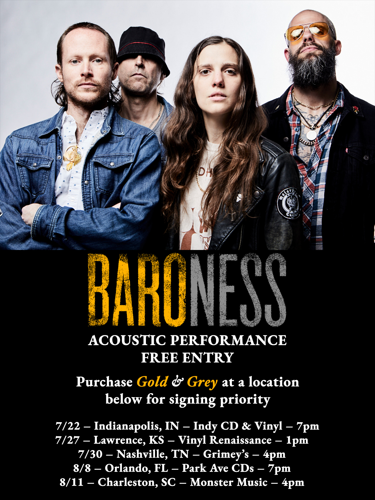 Acoustic In-Store Performances Announced, Gold & Grey Tour